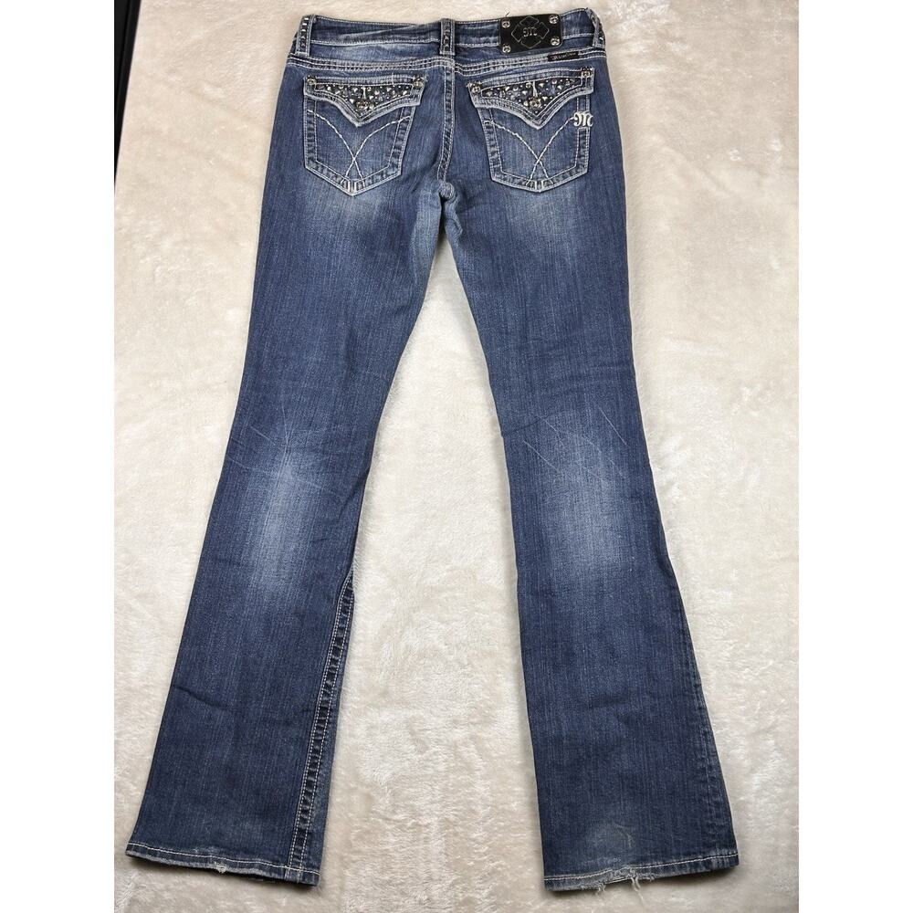 Miss Me Jeans Womens Sz 30 Boot Bootcut Blue Studded Denim Embroidered Y2K Flap - Picture 2 of 9